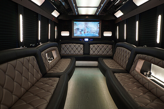 Inside a party bus rental