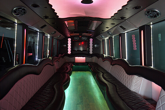 Limousine bus with flat-screen TV