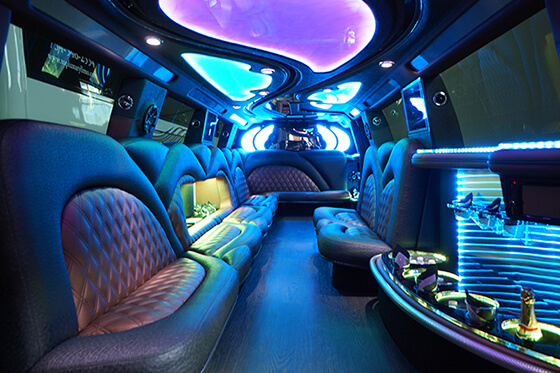 Inside a limousine bus