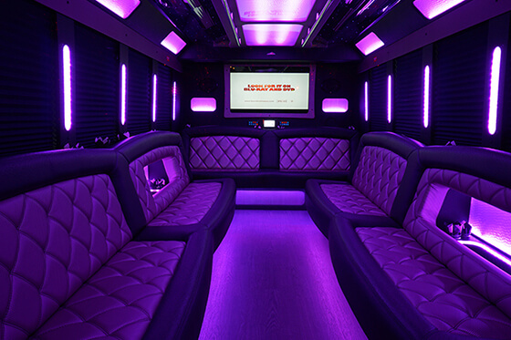 Luxurious limo bus interior