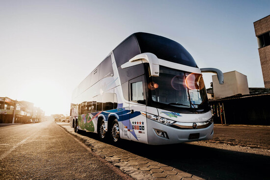 Charter bus service with power outlets